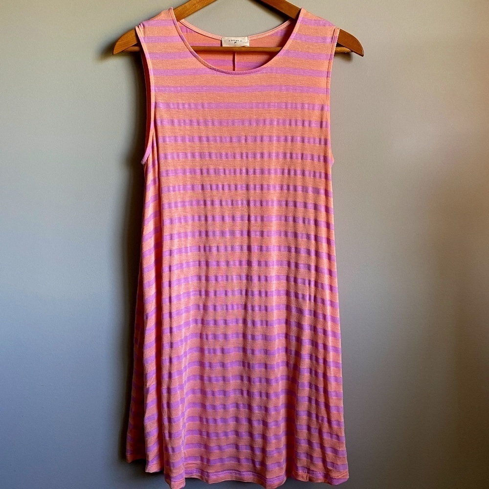 Everly Women's‎ Orange / Lilac Striped  A-Line Tank Top Summer Dress Size Medium